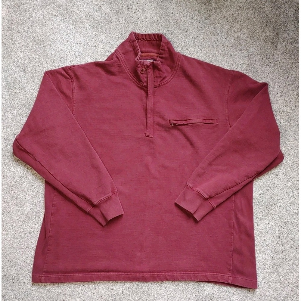 Duluth Trading Class Act Rib Cotton 1/4 Zip Relaxed Fit Sweater Mens XL Burgundy